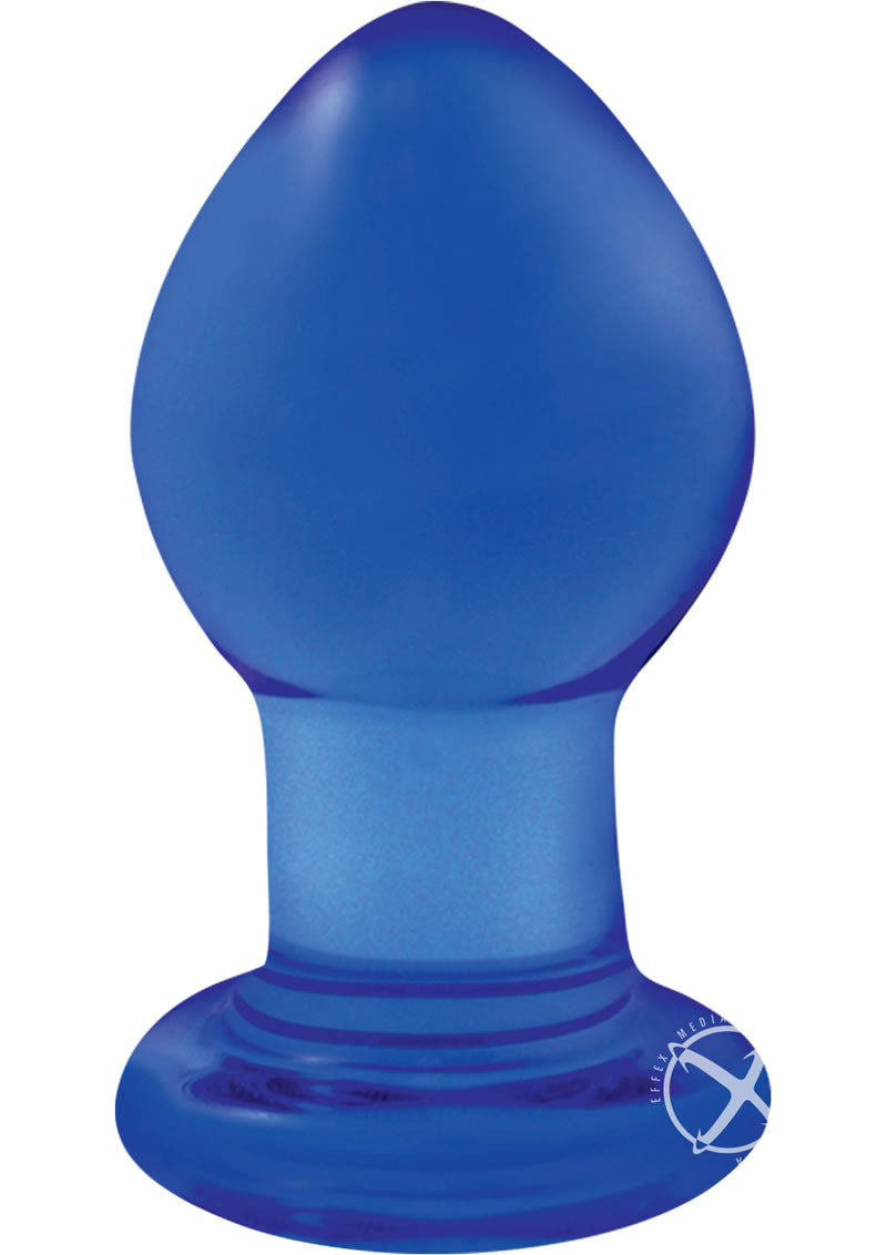 Crystal Premium Glass Butt Plug - Small - Blue