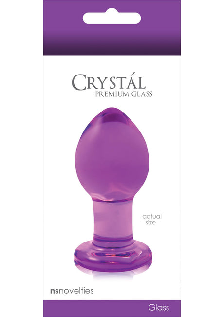 Crystal Premium Glass Butt Plug - Medium - Purple