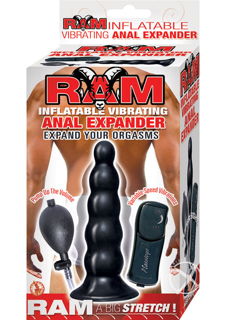 Ram Inflatable Vibrating Anal Expander Butt Plug - Black