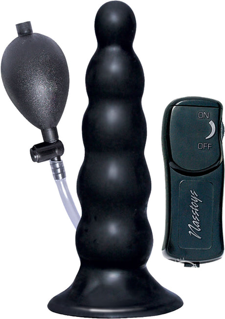 Ram Inflatable Vibrating Anal Expander Butt Plug with Wired Remote Control - Black