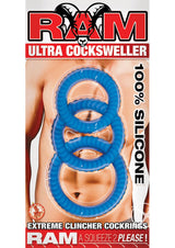 Ram Ultra Cocksweller Silicone Cock Rings - Blue