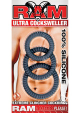 Ram Ultra Cocksweller Silicone Cock Rings - Black