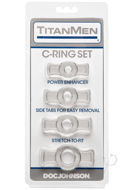 TitanMen Stretch-To-Fit Cock Rings (4 Piece Kit) - Clear