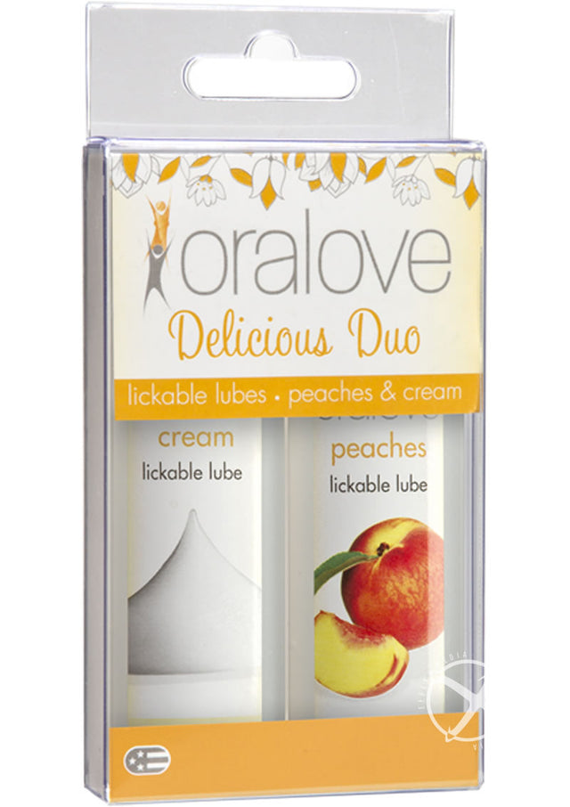 Oralove Delicious Duo Lickable Peaches and Cream Lubricant 1oz (2 per set)