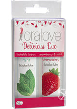 Oralove Delicious Duo Lickable Strawberry and Mint Lubricant 1oz (2 per set)