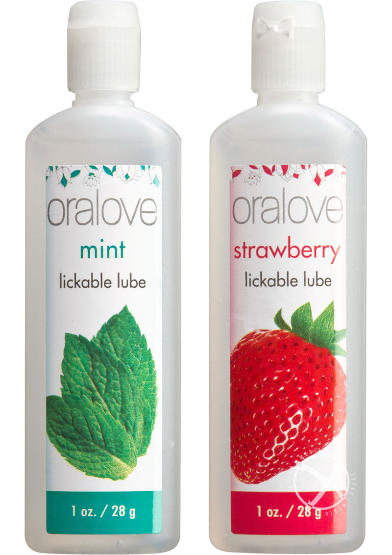 Oralove Delicious Duo Lickable Strawberry and Mint Water Based Lubricant 1oz (2 per set)