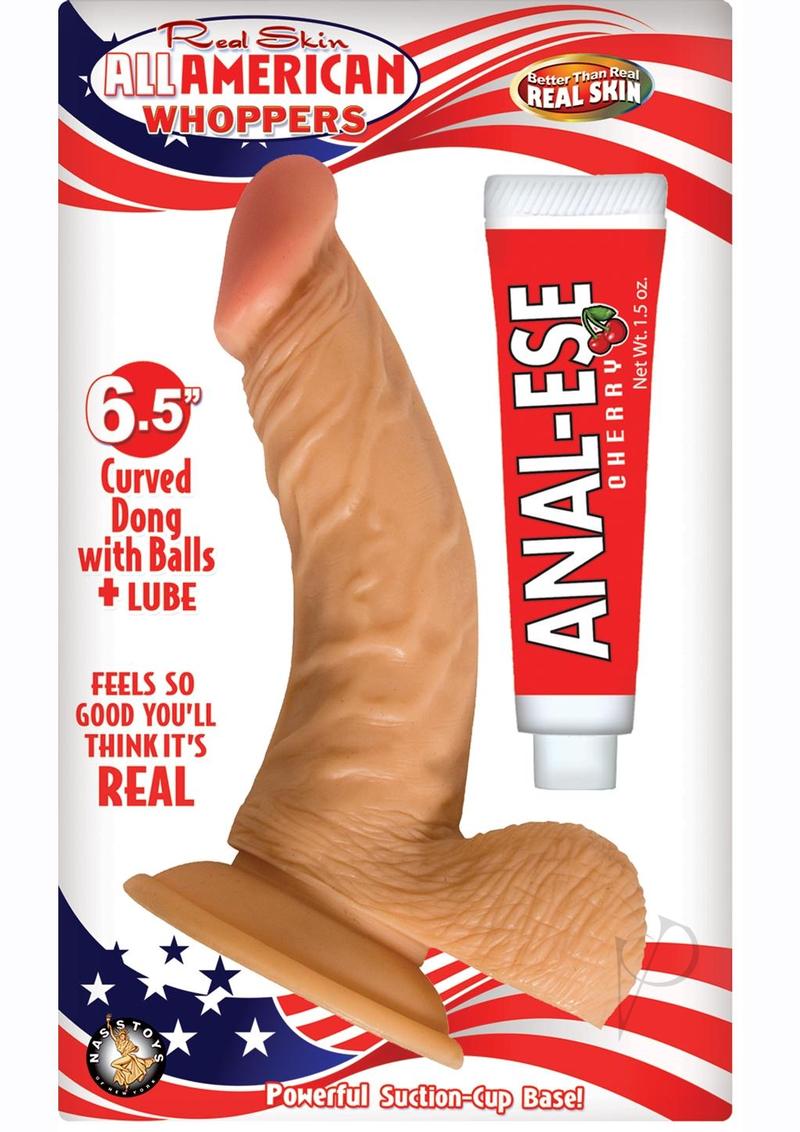 All American Whoppers Curve Dildo with Balls 6.5in - Vanilla