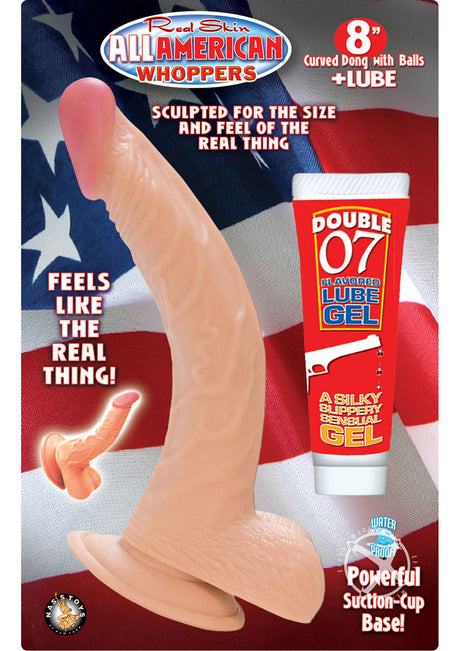 All American Whoppers Curve Dildo with Balls 8in - Vanilla