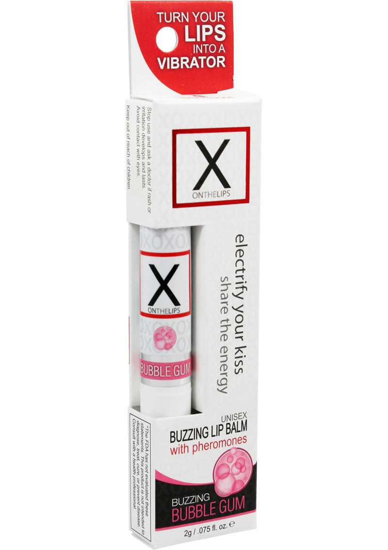 X On The Lips Buzzing Lip Balm with Pheromones Bubble Gum Flavor .75oz
