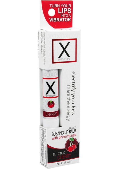 X On The Lips Buzzing Lip Balm with Pheromones Electric Cherry Flavor .75oz