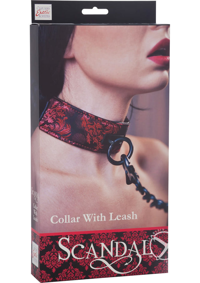 Scandal Collar with Leash - Red/Black