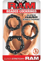 Ram Beaded Cock Rings (3 pack) - Black