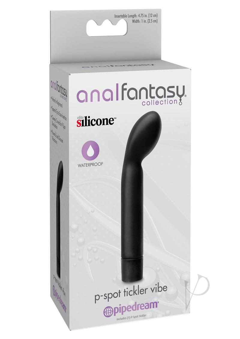 Anal Fantasy Collection Silicone P-Spot Tickler Waterproof Vibrator 4.75in - Black