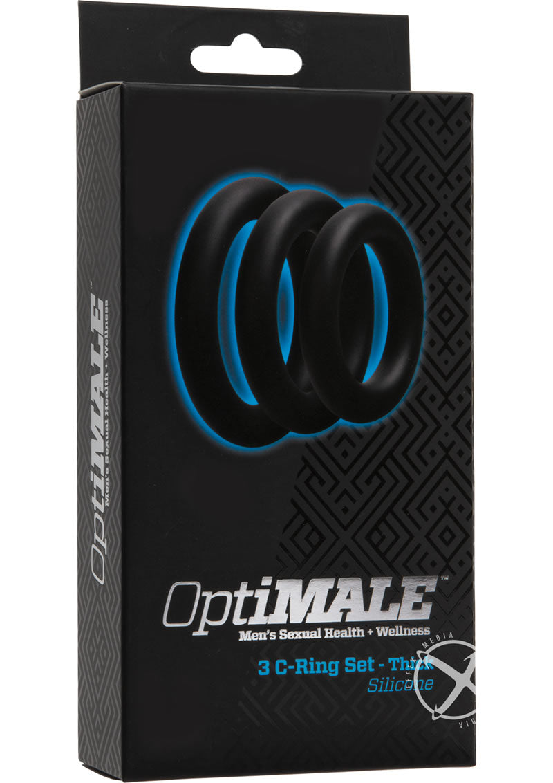 OptiMALE 3 C-Ring Set Silicone Cock Ring Thick (3 piece kit) - Black