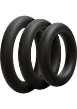 OptiMALE 3 C-Ring Set Silicone Cock Ring Thick (3 piece kit) - Black