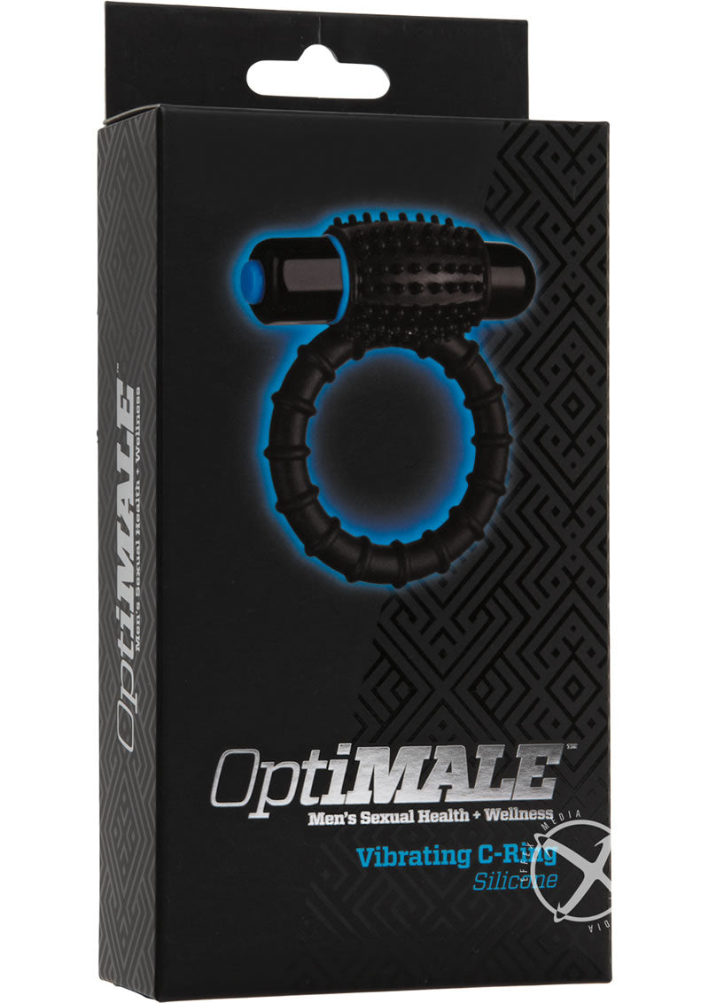 OptiMALE Silicone Vibrating Cock Ring with Bullet - Black