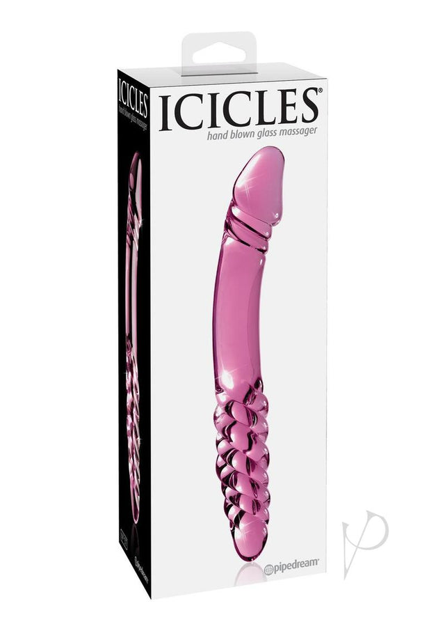 Icicles No. 57 Double-Sided Textured Glass Dildo 9in - Pink