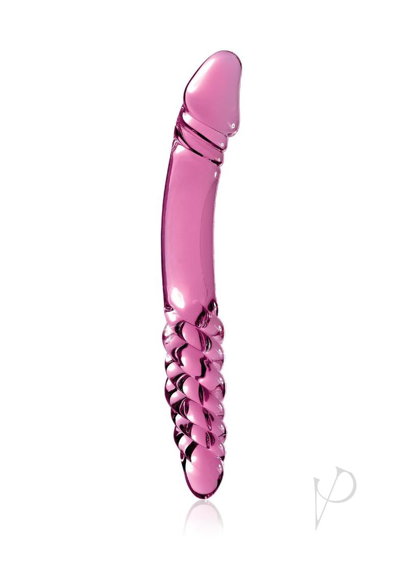 Icicles No. 57 Double-Sided Textured Glass Double Dildo 9in - Pink