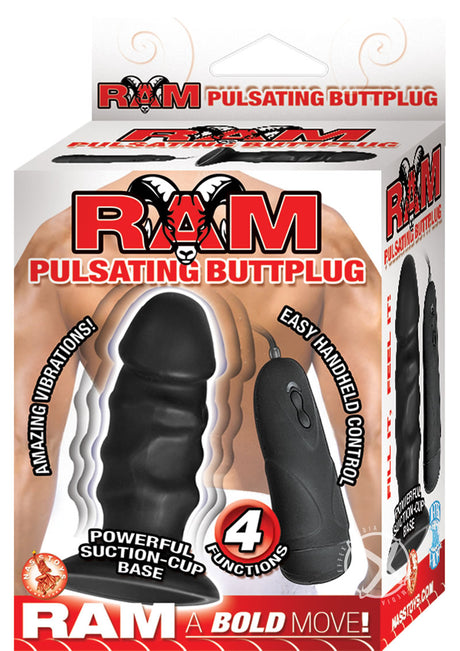 Ram Pulsating Butt Plug Vibrating 4in - Black