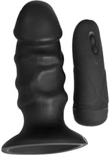 Ram Pulsating Vibrating Butt Plug with Remote Control 4in - Black