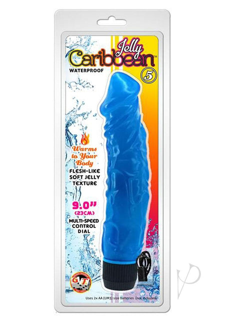 Jelly Caribbean Number 5 Vibrator 9in - Blue