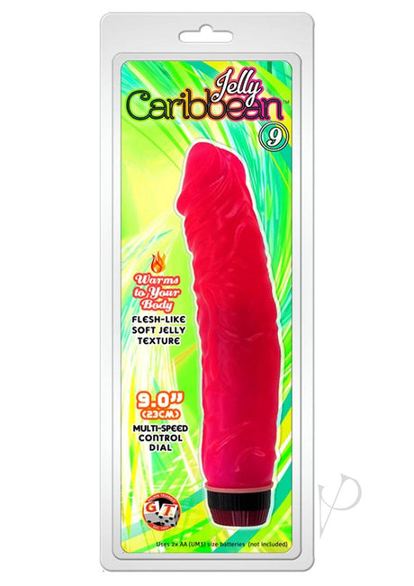 Jelly Caribbean Number 9 Vibrator 9in - Red