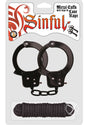 Sinful Metal Cuffs with Keys and Love Rope - Black