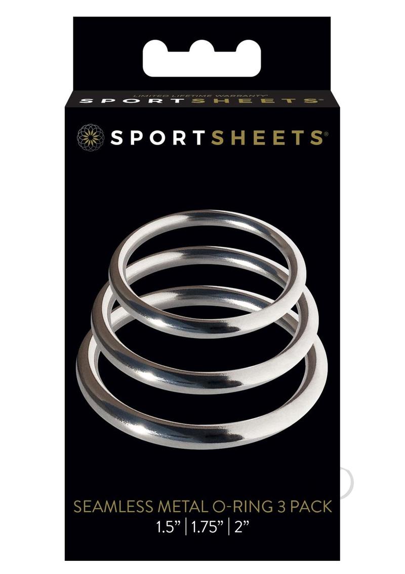 Sportsheets Metal O Ring Cock Ring (3 Pack) - Silver