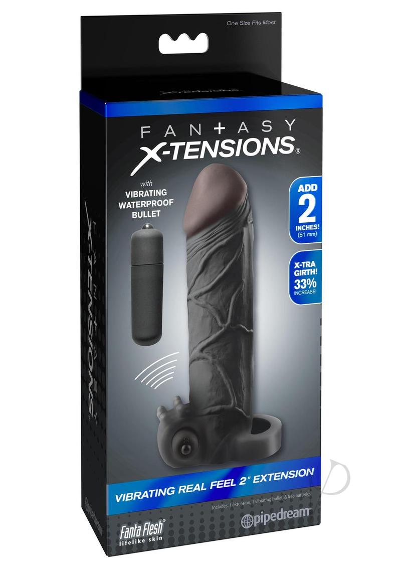 Fantasy X-Tensions Vibrating Real Feel 2in Extension Sleeve 6.5in - Black