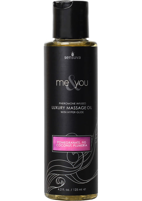 Me and You Pheromone Infused Luxury Massage Oil Pomegranate Fig Coconut Plumeria 4.2oz