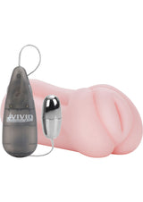 Vivid Raw Cock Tease Vibrating Stroker with Bullet and Wired Remote Control - Pussy - Pink