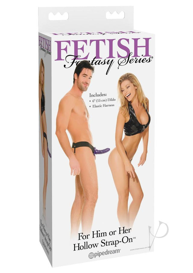 Fetish Fantasy Series For Him Or Her Hollow Strap-On Dildo and Adjustable Harness 6in - Purple