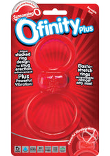 Ofinity Plus Super Stretchy Vibrating Double Silicone Cock Ring Waterproof Red