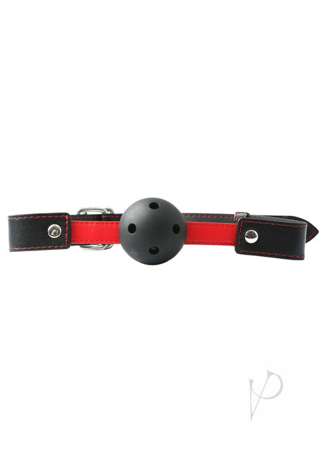 Sex and Mischief Hush Ball Gag Adjustable Strap - Black/Red