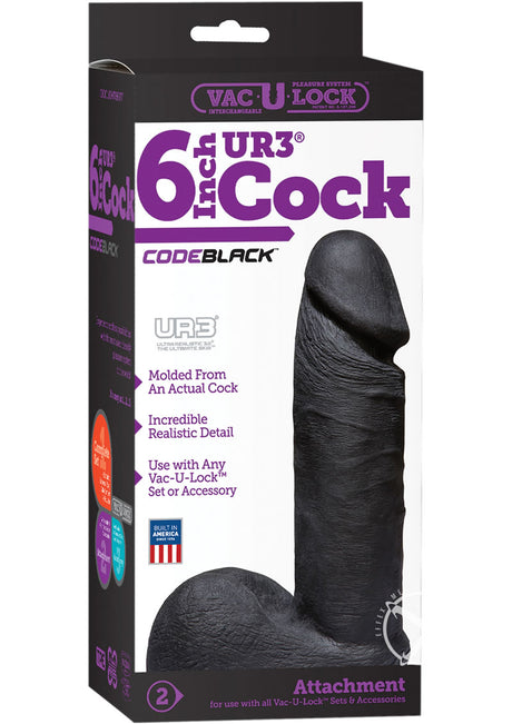 Vac-U-Lock CodeBlack Ultraskyn Dildo 6in - Black