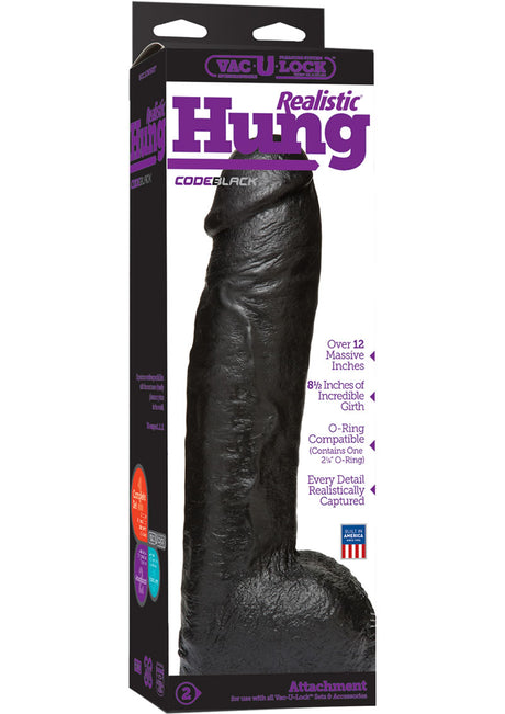 Vac-U-Lock CodeBlack Realistic Hung Dildo 12in - Black