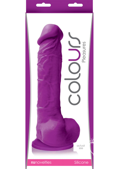 Colours Pleasures Silicone Dildo 8in - Purple