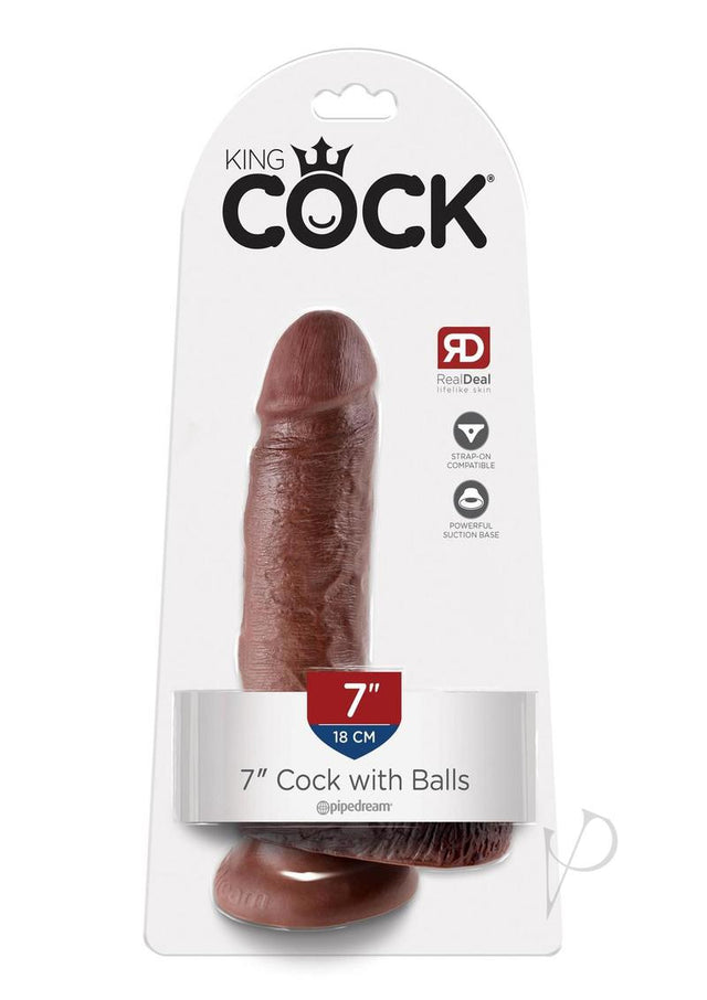 King Cock Dildo with Balls 7in - Chocolate