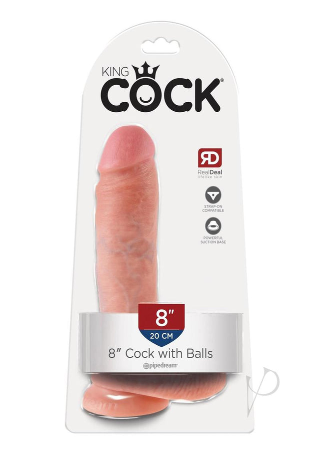 King Cock Dildo with Balls 8in - Vanilla