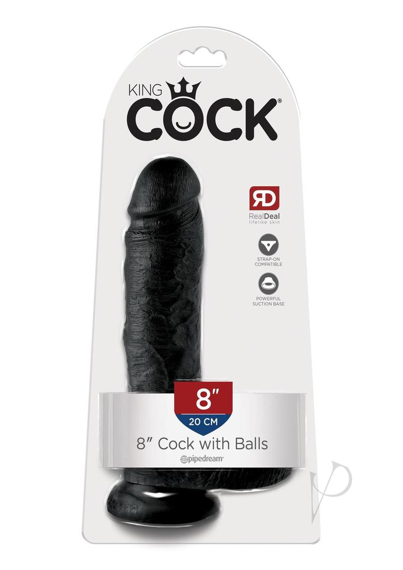 King Cock Dildo with Balls 8in - Black