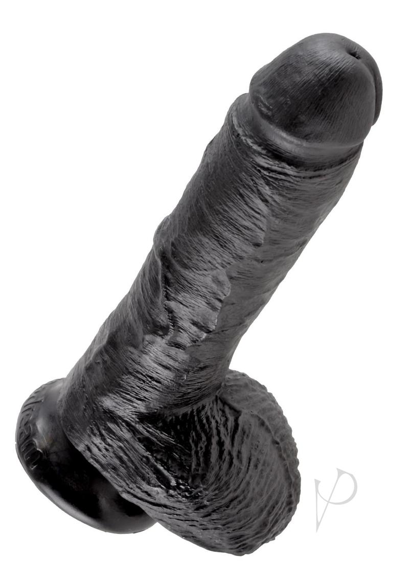 King Cock Dildo with Balls 8in - Black