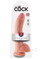 King Cock Dildo with Balls 9in - Vanilla