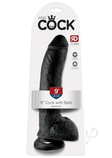 King Cock Dildo with Balls 9in - Black