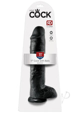 King Cock Dildo with Balls 11in - Black