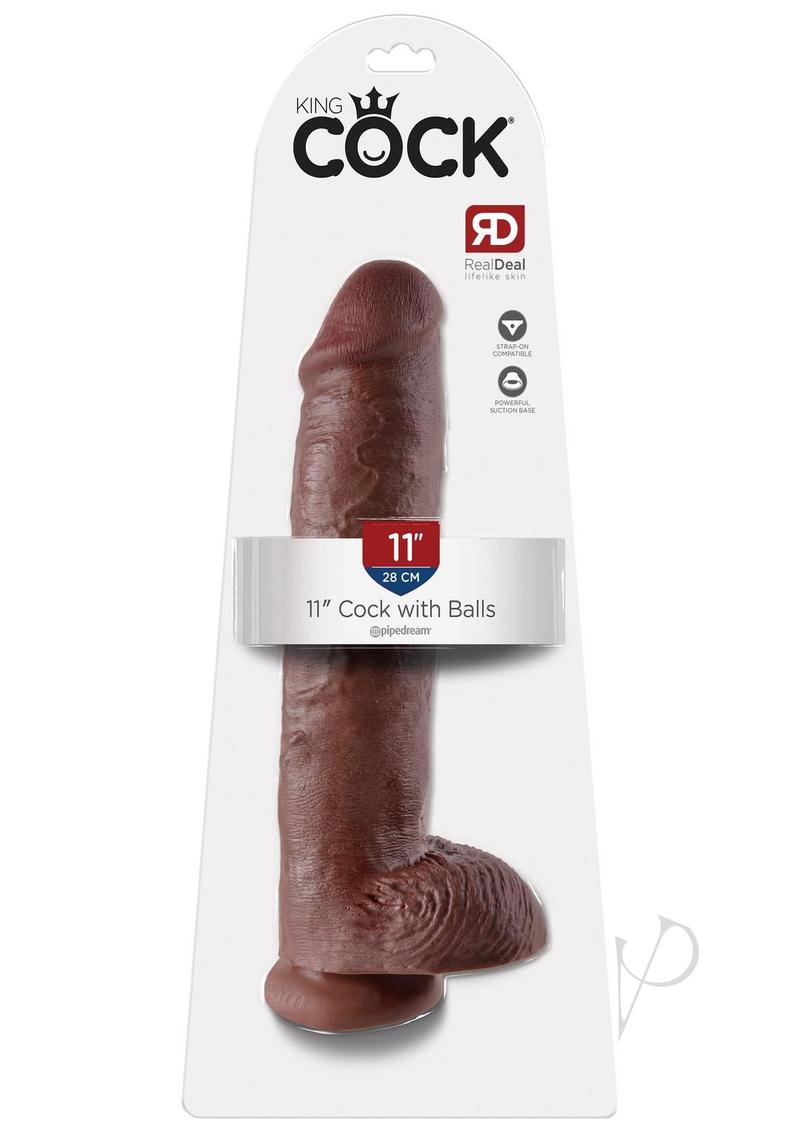 King Cock Dildo with Balls 11in - Chocolate