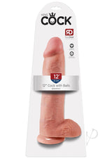 King Cock Dildo with Balls 12in - Vanilla