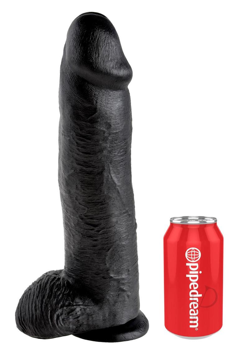 King Cock Dildo with Balls 12in - Black