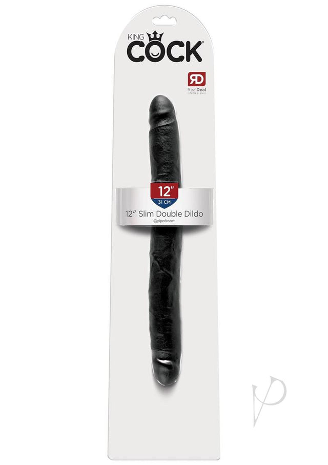 King Cock Slim Double Dildo 12in - Black