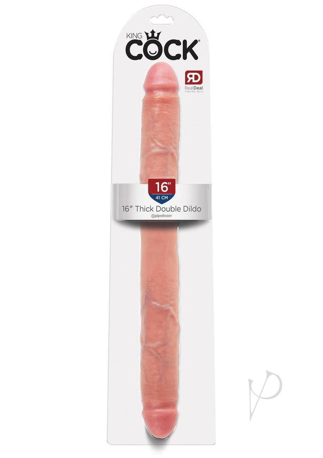 King Cock Thick Double Dildo 16in - Vanilla