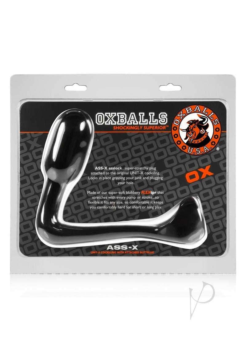 Oxballs Atomic Jock Ass-X Ass-Lock Cock Sling with Anal Plug 11in - Black